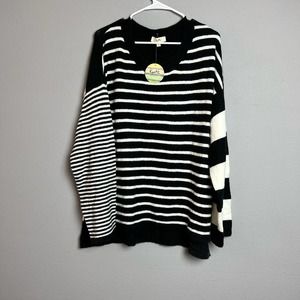 NWT Kye MI black white striped crewneck sweater large